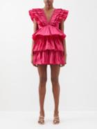 Aje - Rhythmic Frilled Twill Mini Dress - Womens - Pink