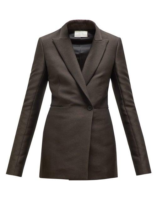 Matchesfashion.com The Row - Ciel Double Breasted Crepe Jacket - Womens - Dark Brown