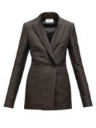 Matchesfashion.com The Row - Ciel Double Breasted Crepe Jacket - Womens - Dark Brown