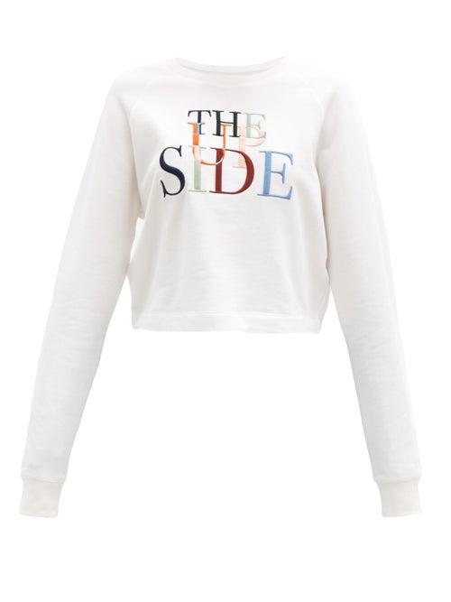 Matchesfashion.com The Upside - Faith Logo-embroidered Cotton-jersey Sweatshirt - Womens - White Print