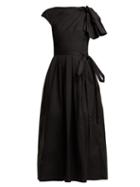 Matchesfashion.com Carolina Herrera - Knot Sleeve Cotton Midi Dress - Womens - Black
