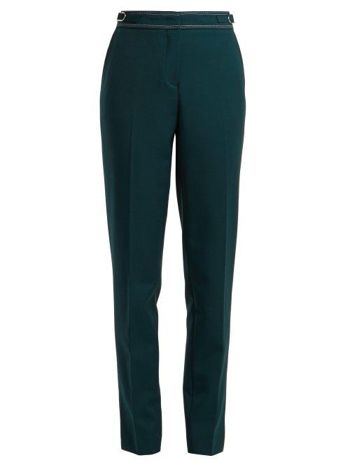 Matchesfashion.com Gabriela Hearst - Isabel Slim Leg Wool Trousers - Womens - Green