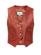 Matchesfashion.com Gucci - Gg Button Leather Waistcoat - Womens - Brown