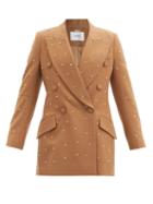 Matchesfashion.com Erdem - Beaumont Pearl-embellished Wool-blend Jacket - Womens - Beige