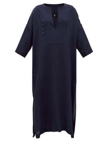 Matchesfashion.com Su Paris - Hava Seersucker Tunic Dress - Womens - Navy