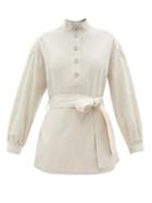 Ladies Rtw Vika 2.0 - Belted Tencel-blend Shirt - Womens - Cream