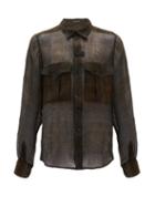 Matchesfashion.com Ann Demeulemeester - Checked Sheer-cotton Long-sleeved Shirt - Mens - Brown