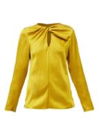 Matchesfashion.com Giambattista Valli - Twisted Keyhole-neck Silk-satin Blouse - Womens - Yellow Gold