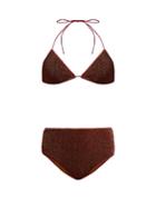 Matchesfashion.com Oseree - Lumire Metallic Bikini - Womens - Brown