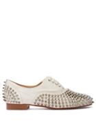 Matchesfashion.com Christian Louboutin - Freddy Spike Embellished Leather Oxford Shoes - Womens - White