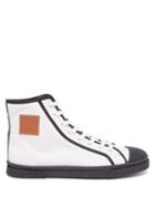 Mens Shoes Loewe - Anagram-embossed Canvas High-top Trainers - Mens - White Black