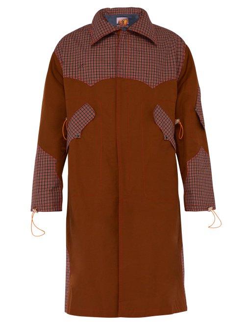 Matchesfashion.com Boramy Viguier - Checked Panel Cotton Blend Faille Raincoat - Mens - Camel