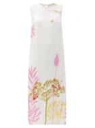 Matchesfashion.com Raey - Neon Floral-print Silk Shift Dress - Womens - Ivory Multi