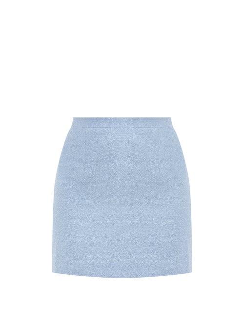 Alessandra Rich - Virgin-wool Boucl Mini Skirt - Womens - Light Blue