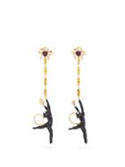 Matchesfashion.com Valentino Garavani - Monkey Crystal-embellished Drop Earrings - Womens - Black Multi