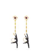 Matchesfashion.com Valentino Garavani - Monkey Crystal-embellished Drop Earrings - Womens - Black Multi