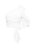 Matchesfashion.com Alexandre Vauthier - Ruffled One-shoulder Swiss-dot Top - Womens - White