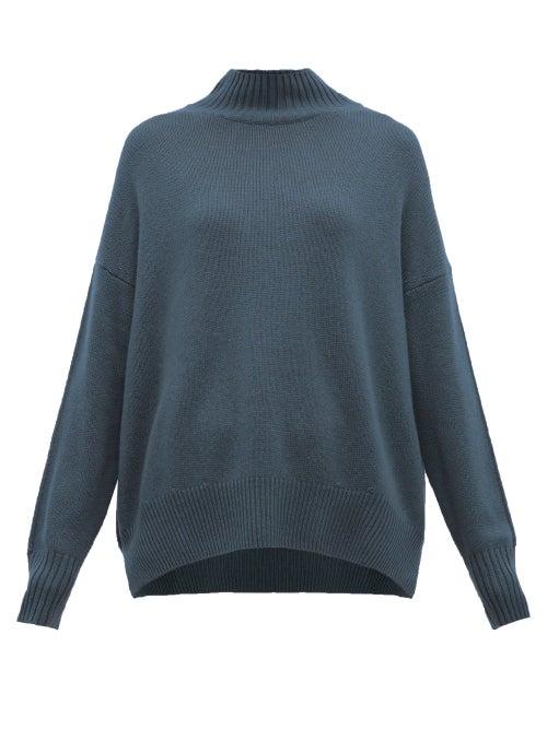 Matchesfashion.com Allude - High Neck Cashmere Sweater - Womens - Blue