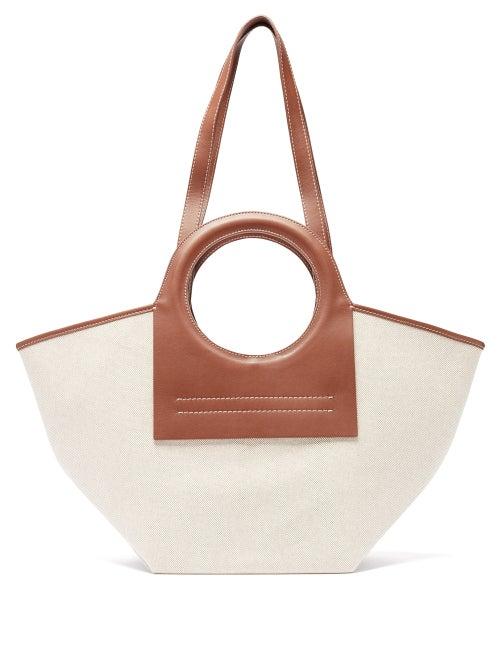 Matchesfashion.com Hereu - Cala Small Leather And Canvas Shoulder Bag - Womens - Brown Multi