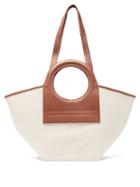 Matchesfashion.com Hereu - Cala Small Leather And Canvas Shoulder Bag - Womens - Brown Multi