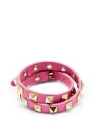 Ladies Jewellery Valentino Garavani - Rockstud Double-wrap Leather Bracelet - Womens - Pink