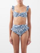 Agua By Agua Bendita - Kiwi Underwired Recycled-fibre Bikini Top - Womens - Blue Print