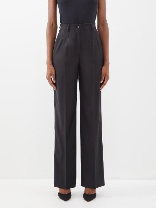 Dolce & Gabbana - High-rise Wool-blend Gabardine Trousers - Womens - Black