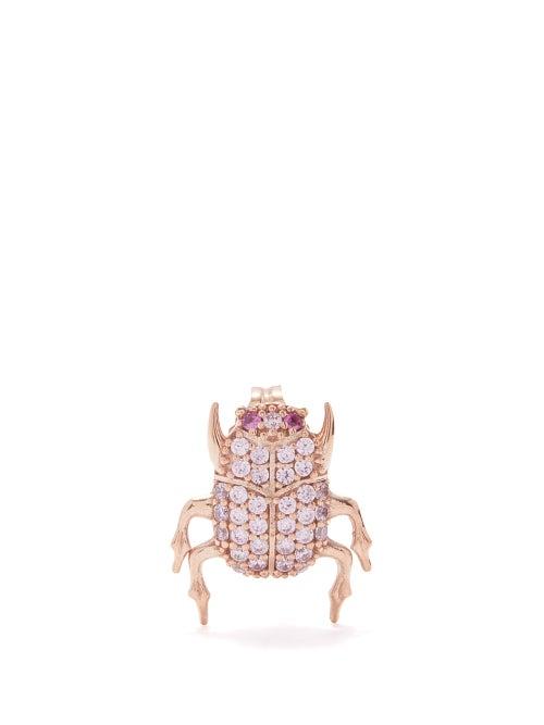 Begum Khan - Scarab 24kt Rose-gold Plated Single Earring - Womens - Gold Multi