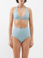 Marysia - Spring Scalloped Halterneck Bikini Top - Womens - Mid Blue