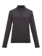 Matchesfashion.com Paul Smith - Long-sleeved Merino-wool Polo Shirt - Mens - Dark Grey