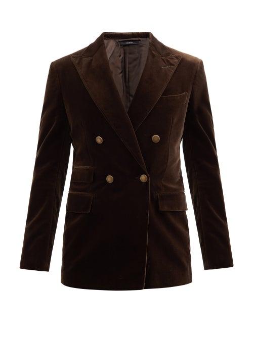Tom Ford - Peak-lapel Cotton-velvet Blazer - Mens - Brown