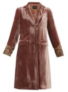 Matchesfashion.com Etro - Bristol Beaded Cuff Velvet Coat - Womens - Pink