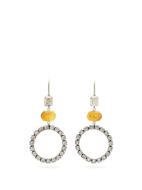 Matchesfashion.com Isabel Marant - Crystal-embellished Hoop Drop Earrings - Womens - Yellow