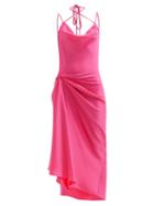 Matchesfashion.com 16arlington - Medina Crossover-strap Satin Slip Dress - Womens - Fuchsia