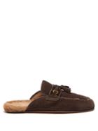 Tom Ford - Tasselled Suede And Shearling Backless Loafers - Mens - Brown