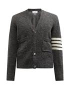 Mens Rtw Thom Browne - Four-bar V-neck Wool Cardigan - Mens - Grey