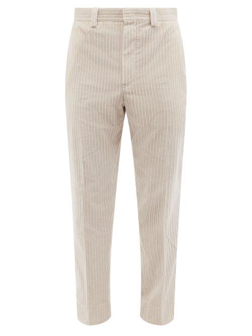 Ermenegildo Zegna - Pleated Cotton-blend Corduroy Trousers - Mens - Cream