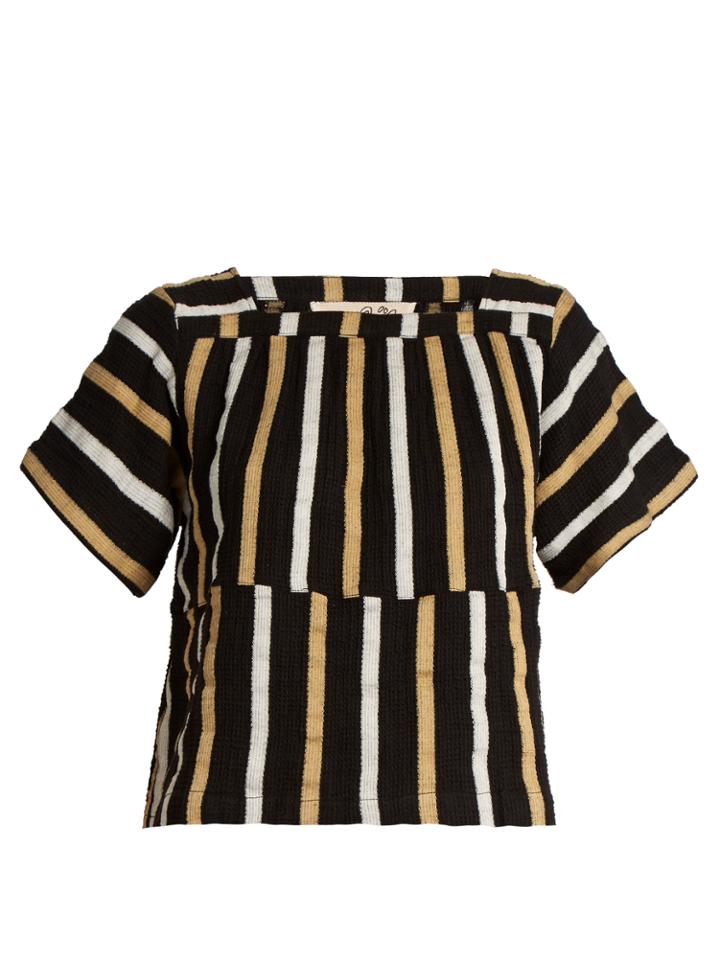 Ace & Jig Vista Square-neck Striped Textured-cotton Top