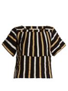 Ace & Jig Vista Square-neck Striped Textured-cotton Top