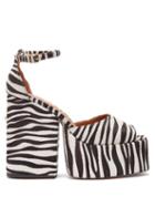 Matchesfashion.com Osman - Gesa Zebra Print Calf Hair Platform Sandals - Womens - Black White