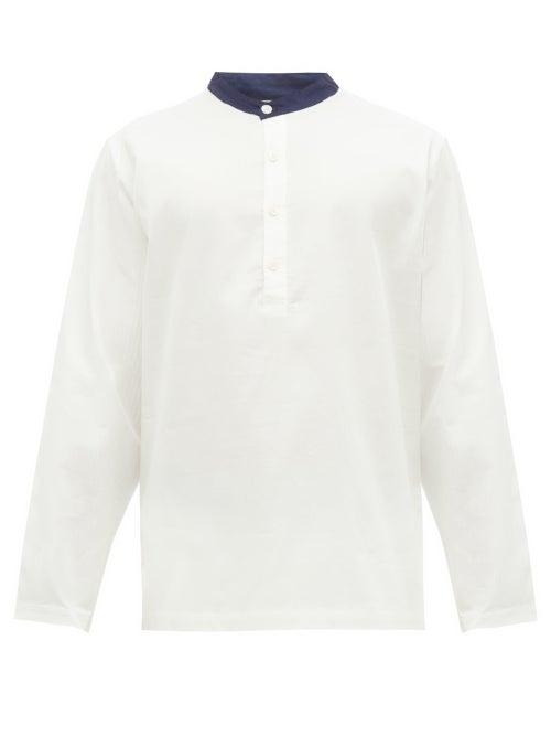 Matchesfashion.com P. Le Moult - Jacquard Stripe Cotton Pyjama Shirt - Mens - White