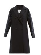 Matchesfashion.com Moncler - Kurhah Quilted-down Sleeve Wool-blend Coat - Womens - Navy