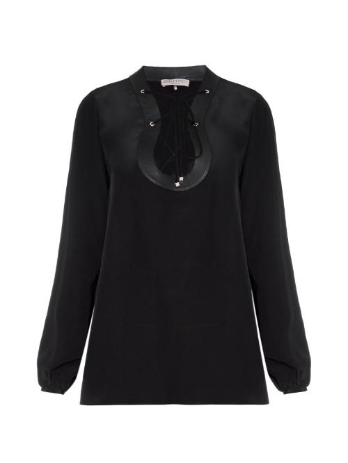 Emilio Pucci Scoop-neck Lace-up Silk Blouse