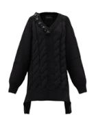 Matchesfashion.com Simone Rocha - Bead-embellished Oversized Cable-knit Sweater - Womens - Black