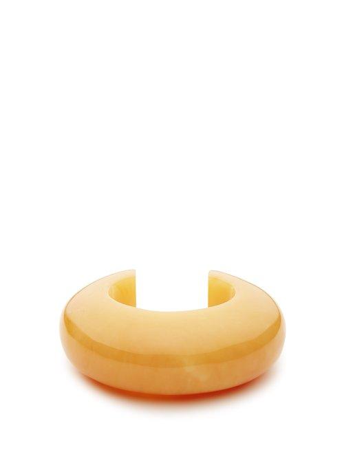 Matchesfashion.com Lizzie Fortunato - Arc Marbled Acetate Cuff - Womens - Orange