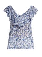 Rebecca Taylor Aimee Floral-print Off-the-shoulder Cotton Top
