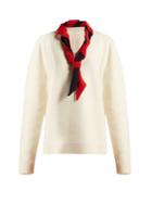 Matchesfashion.com Jw Anderson - Scarf Trimmed V Neck Sweater - Womens - White