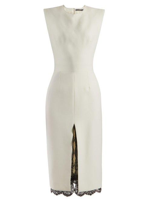 Matchesfashion.com Alexander Mcqueen - Crepe Midi Dress - Womens - White Black