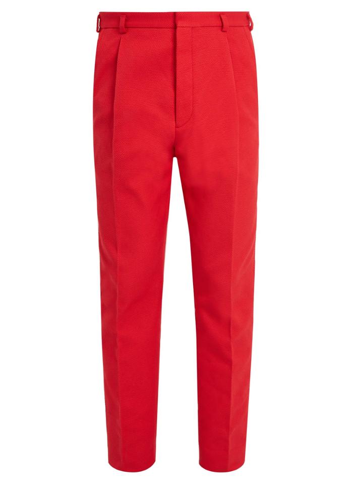 Bottega Veneta Single-pleat Cotton-blend Piqu Trousers