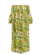 Matchesfashion.com Dodo Bar Or - Julie Off-the-shoulder Floral-print Cotton Dress - Womens - Green Print